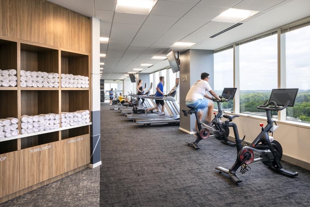 Fitness amenities at Cousins Properties’ 3350 Peachtree, Atlanta.