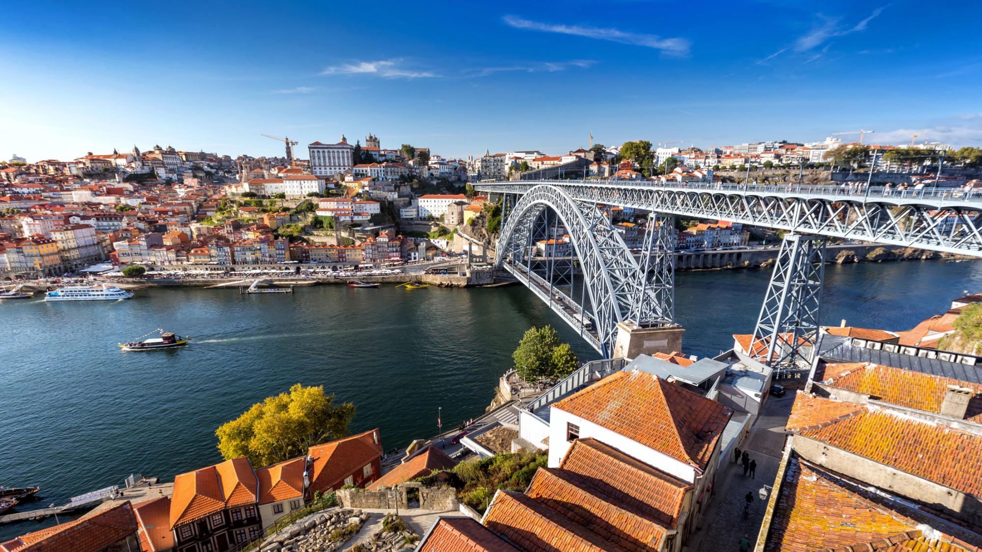 Waterfront in Portugal with a bridge