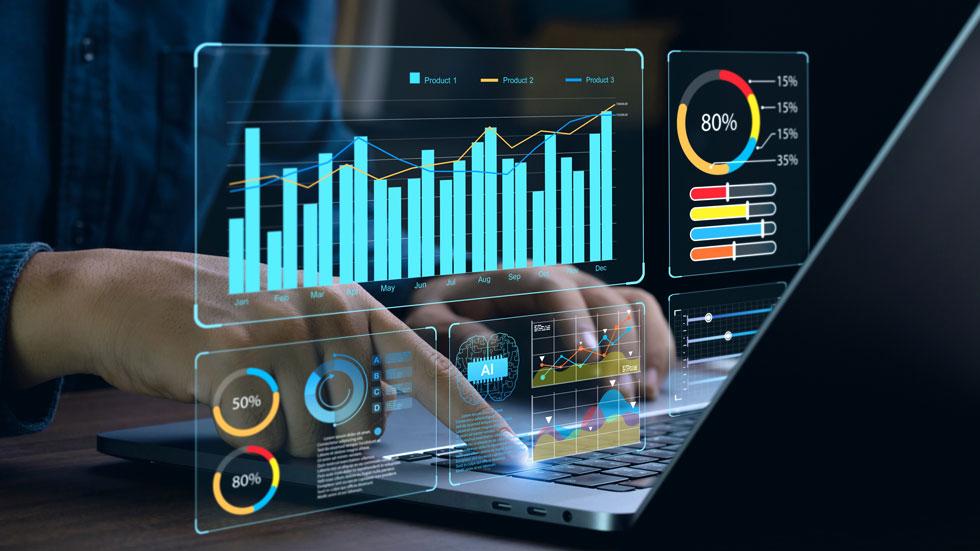 Stock image of data on a computer