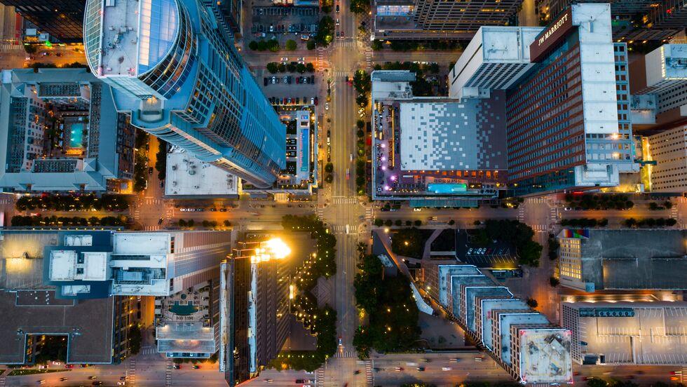 Stock photo of the Austin, TX skyline from above