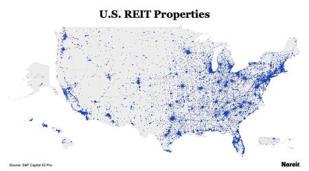 US map of reit properties